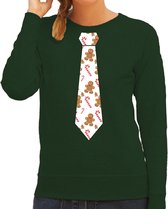 Bellatio Decorations stropdas Kersttrui/kerst sweater gingerbread zuurstok - groen - dames XL