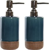 Items Zeeppompje/dispenser - 2x stuks - polystone - emerald groen - 18 cm