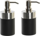 Pompe/distributeur de savon - 2x pièces - noir - polyrésine - 9 x 17 cm