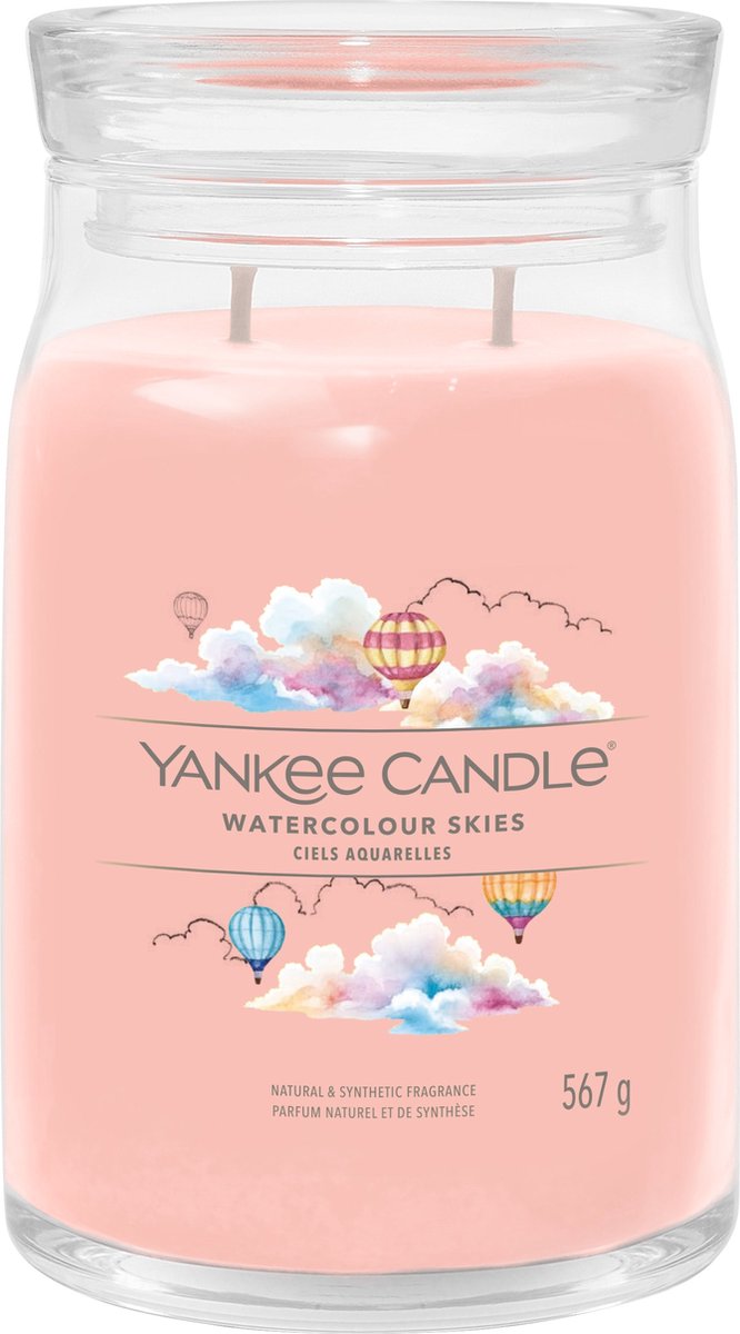 Yankee Candle Watercolour Skies Large Jar Geurkaars - 90 branduren - twee lonten Roze
