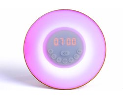 Livoo Wake-Up light wekkerradio 9 kleuren houten behuizing