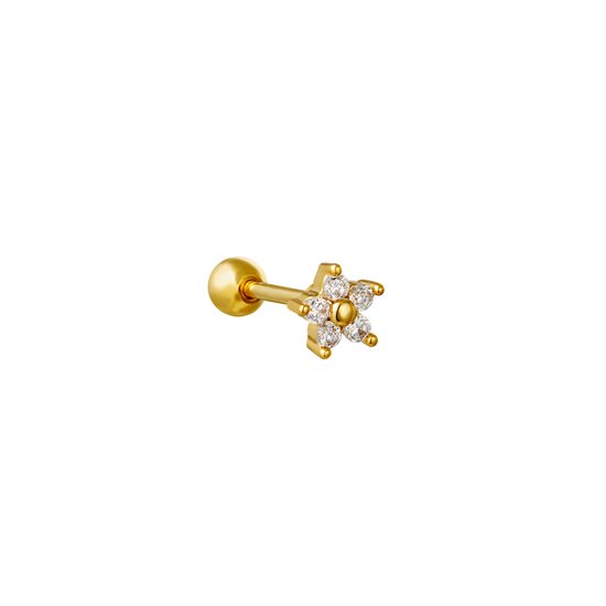 Yehwang - Oor piercing - Tiny Flower - Goudkleurig- Nikkelvrij - Zirconia