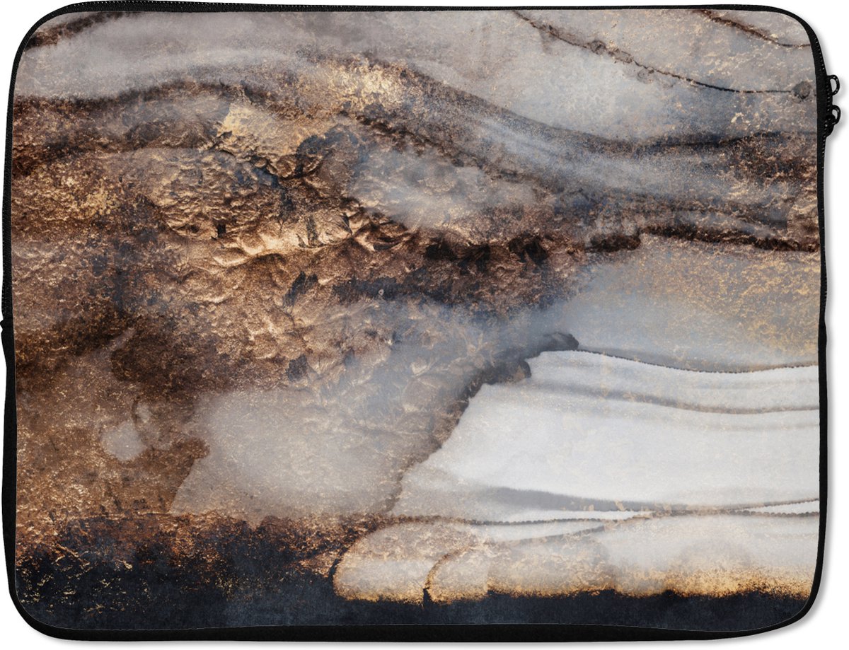 Laptophoes - Marmer print - Goud - Abstract - Laptop sleeve - Laptop 17 Inch