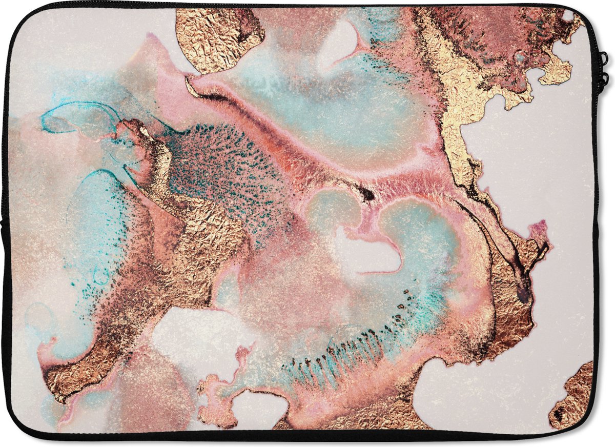 Laptophoes - Pastel - Abstract - Inkt - Chic - Goud - Laptop case - Laptop sleeve - 13 Inch