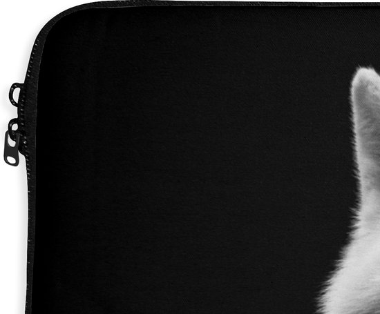 Housse ordinateur 17 pouces - Loup - Animal - Zwart - Wit - Housse ordinateur - Dimensions intérieures 42,5x30 cm - Dos noir