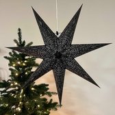 Étoile de Noël en papier 60 cm - Incl. Siècle des Lumières - Zwart / Glitter Argent