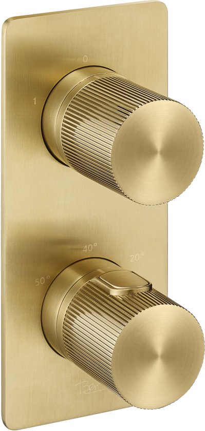 Ben Engraved Line douchethermostaat afbouwdeel met omstelrichting geborsteld messing pvd-coating