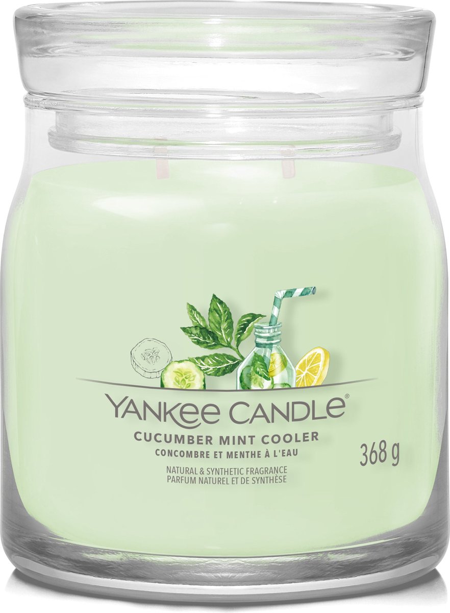 Yankee Candle - Cucumber Mint Cooler Medium Geurkaars - 50 branduren - 2 lonten