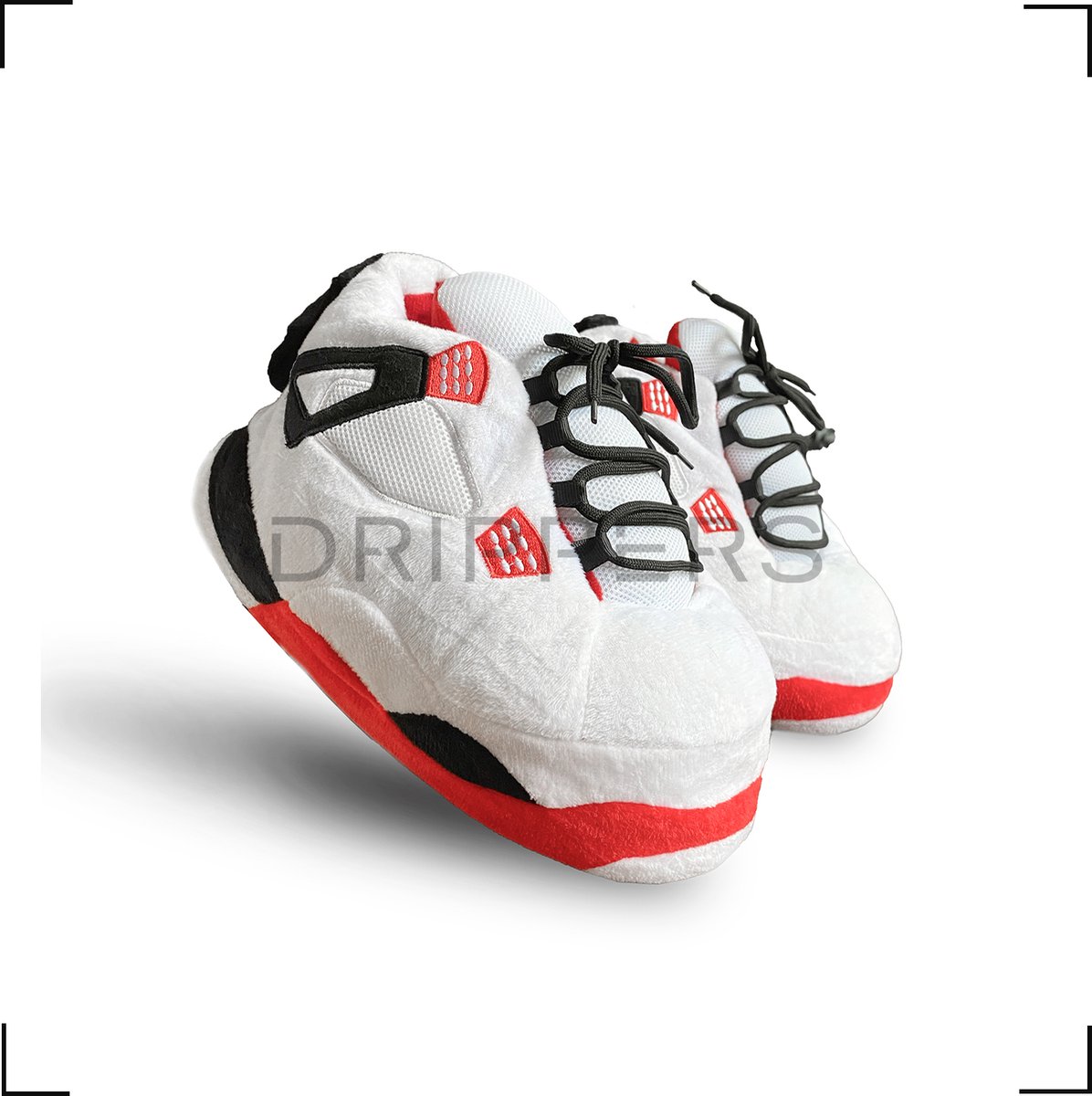 Drippers® Sneaker Sloffen - One Size Fits All - Wit-Rood - Pantoffels - Unisex - Jordan