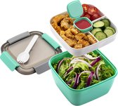 Luxe Meerlaagse Lunchbox met Vakjes Mintgroen – Lunchbox Volwassenen – Japanse Bento Box – Lunchbox Kinderen – Salade To Go – Brooddoos Volwassenen – Broodtrommel – Lunchtrommel – Salade Lunchbox – Saladebox – Salade Box