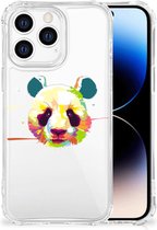 Silicone Hoesje Geschikt voor iPhone 14 Pro Telefoon Hoesje met doorzichtige rand Panda Color