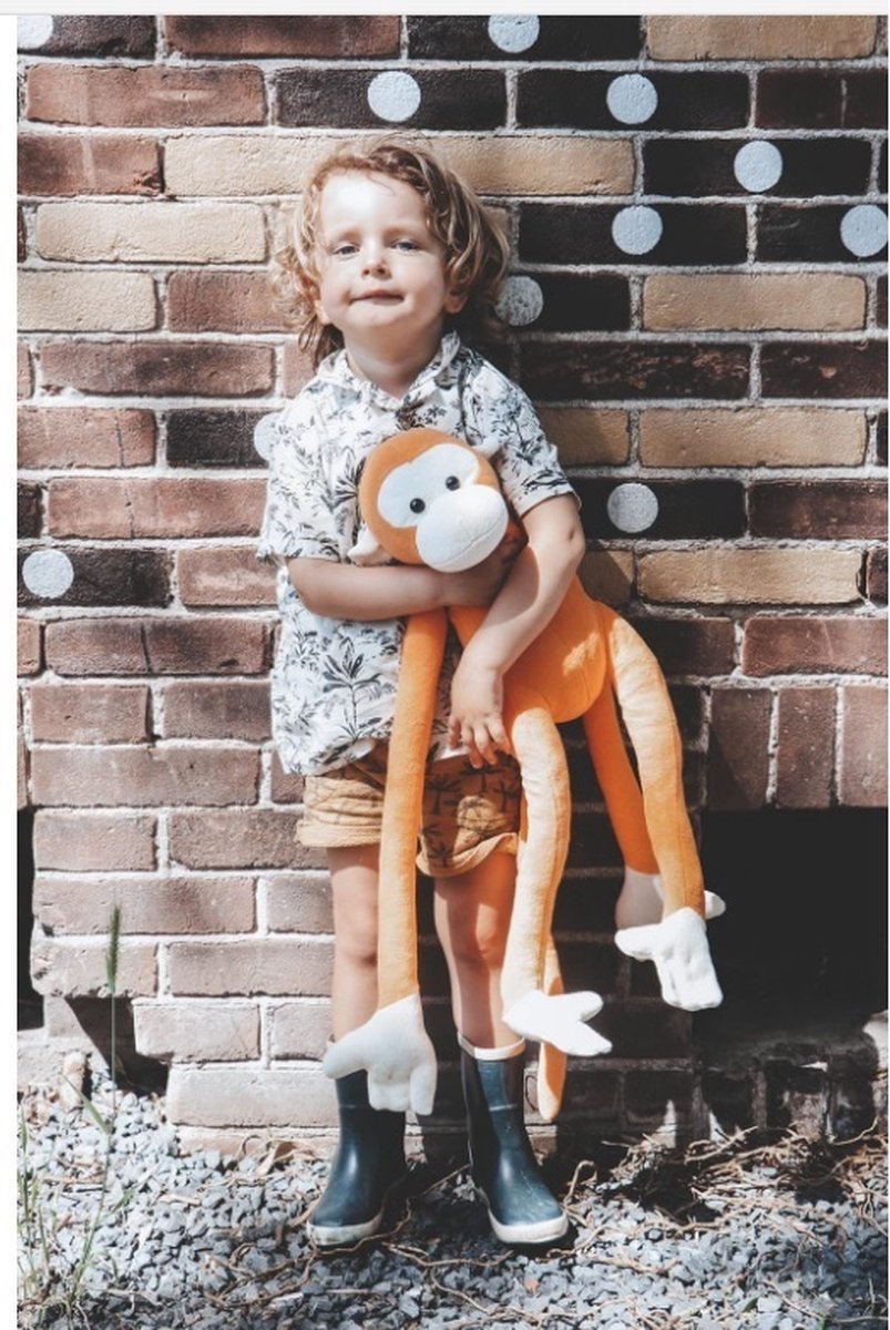 Knuffelaap Mazzelaap Stand by Memo Sussekind badstof Oranje