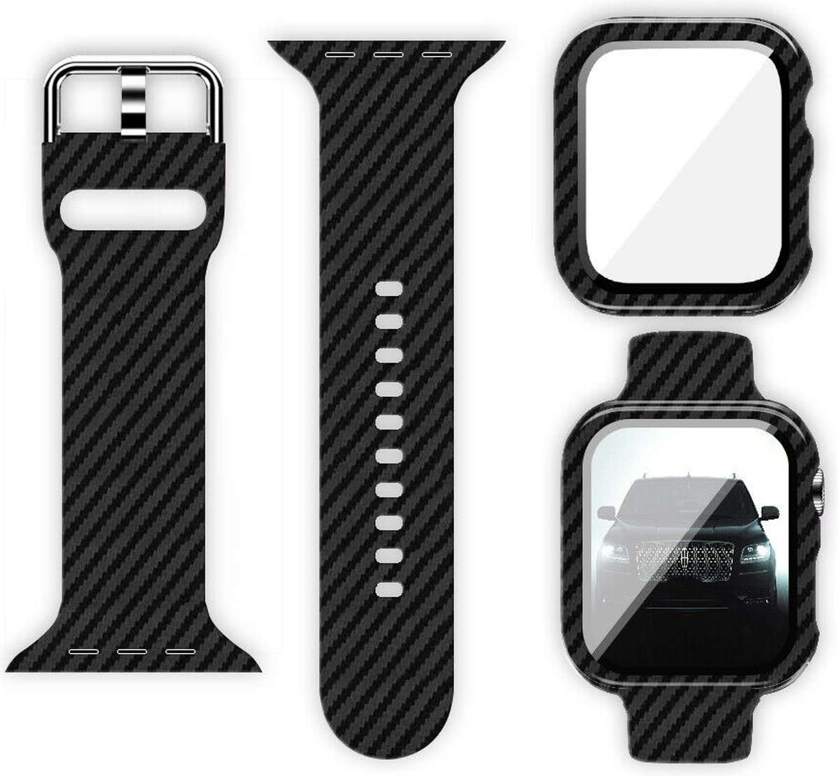 Strap it Bandje Case Geschikt voor Apple Watch case Series 1 2 3 4 5 6 7 8 SE . bol