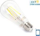 Kooldraadlamp E27 6W WiFi + Bluetooth CCT 2700K-6500K | Smartlamp ST64 - warmwit - daglichtwit LED ~ 850 Lumen - helder glas - 230 Volt