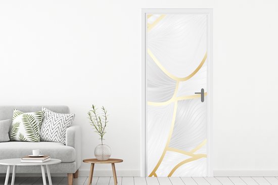 Deursticker Abstract patroon met gouden lijnen - 85x215 cm - Deurposter