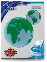 Ballon Globe Aarde 4D , 15″  Afmeting: 38×38×38 cm / Promoballons Import