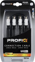 ProfiQ RCA kabel 2.5 meter - 2x tulp naar 2x tulp - 24K verguld - Dubbel afgeschermd - Audio kabel - Tulpkabel - 2x RCA