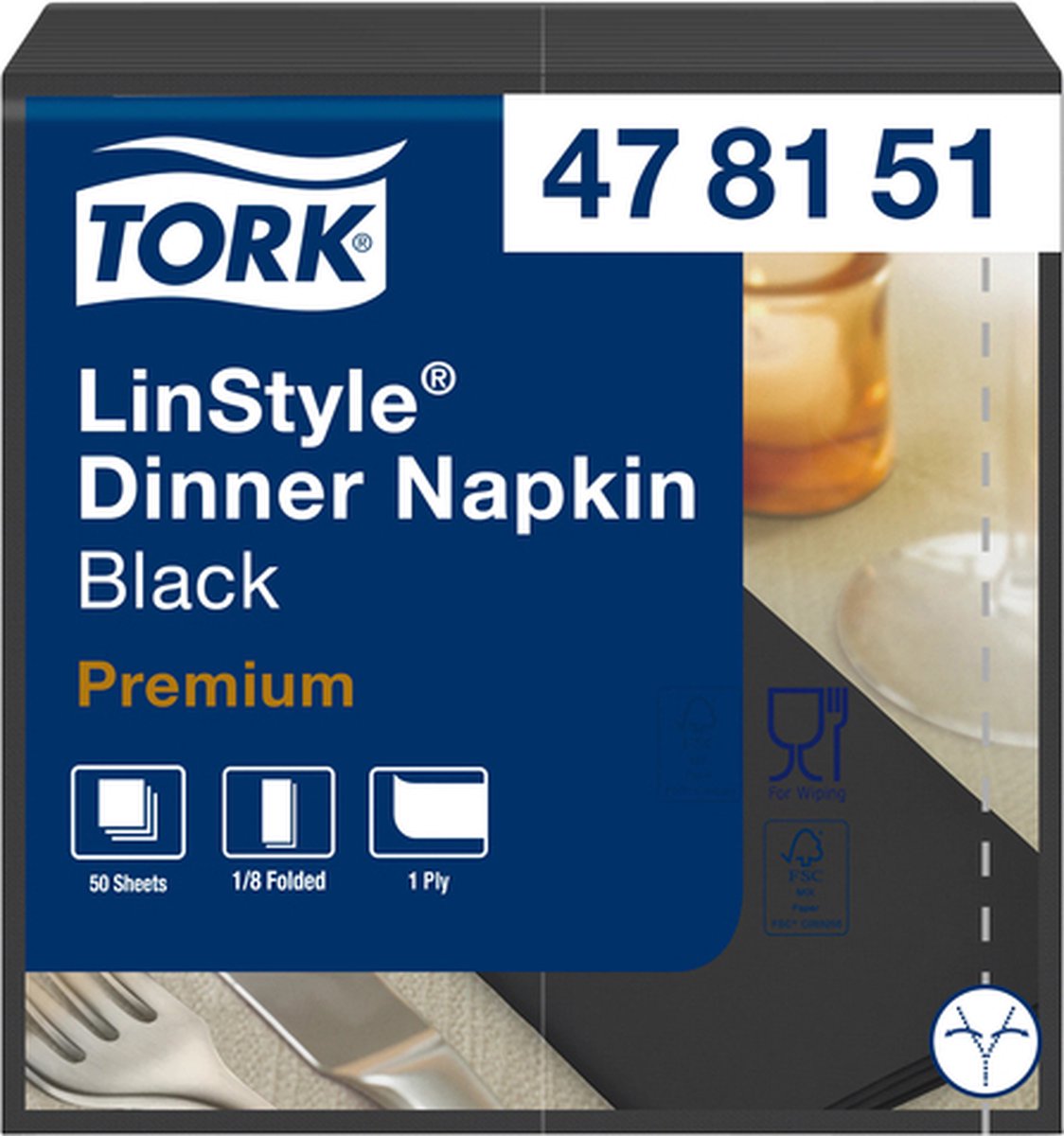 Goedkoopste Dinnerservetten Tork Premium LinStyle® 1/8 gevouwen 50st zwart 478151