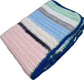 Toetie & Zo - Couverture Bébé - Crochet - Blauw - Rose - Vert - Wit - Grijs - 85x67 cm