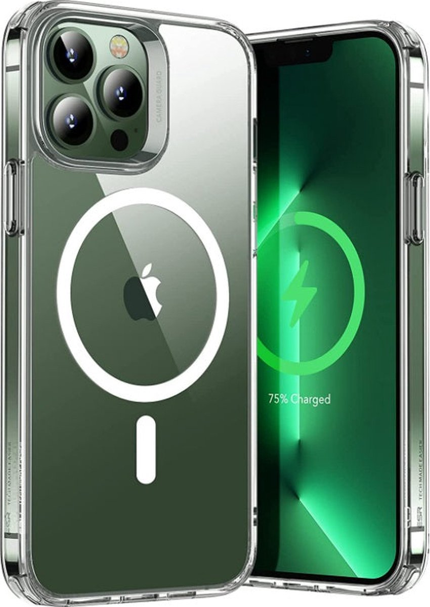 Xtabarya iphone 14 pro max Hoesje Magnetisch met HaloLock Ring , Transparant cover iPhone 14 pro max - Doorzichtig