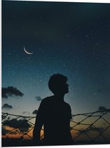 WallClassics - Panneau en mousse PVC – Silhouette de personne sous un ciel étoilé – Photo 60 x 80 cm sur panneau en mousse PVC