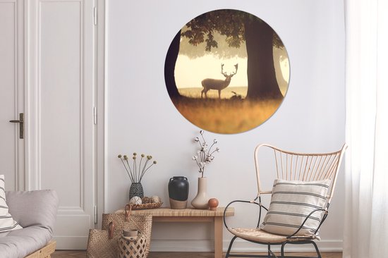 Wallpaper Circle - Cerf - Arbres - Forêt - ⌀ 140 cm - Wall Circle