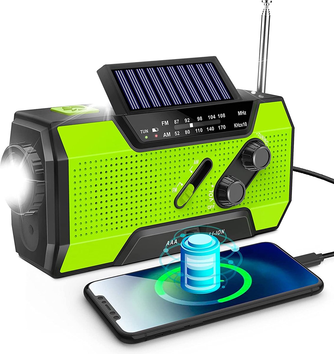 Noodradio – Solar Emergency Radio – Kamperen Outdoor Survival Radio – Powerbank – Zaklamp – Zonne Energie