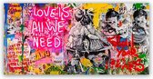 Banksy Schilderij - Love is All we Need - 100x50 - Plexiglas Schilderij