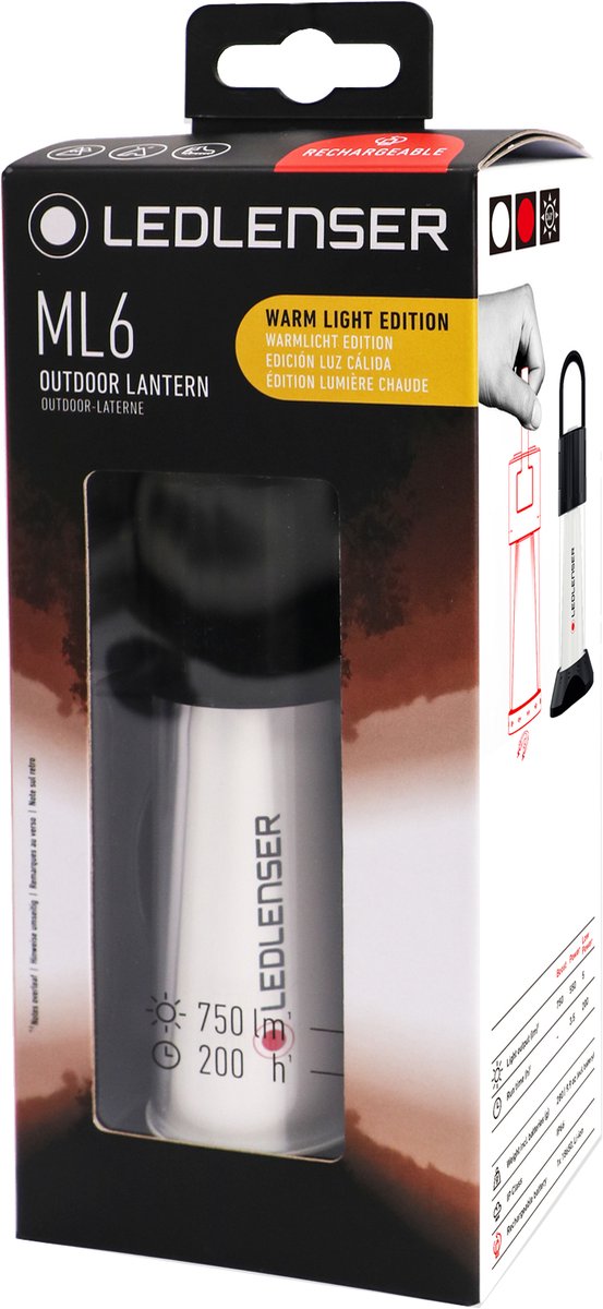 Ledlenser ML6 LED Lantern, Rechargeable with 18650 Lithium Battery, 750 Lumens, Glare Free (Patented), Up to 240 Hours Operating Time, Power Bank, Red Light Function, Magnet, Outdoor, Camping