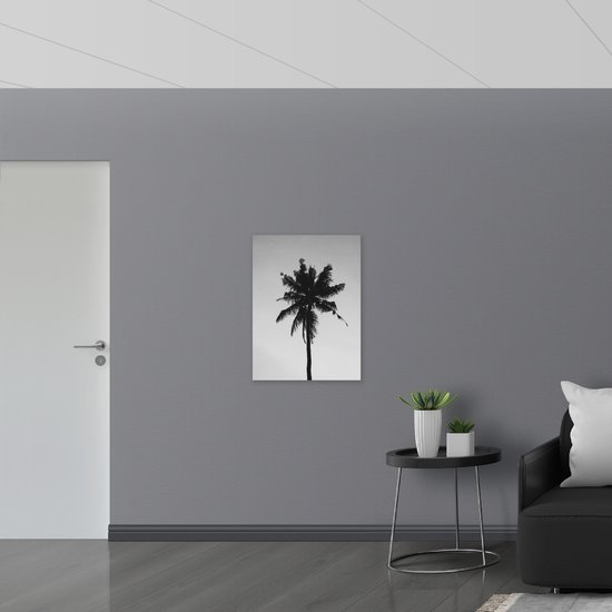 WallClassics - Poster Glossy - Silhouette of Narrow Palm Tree (noir/blanc) - 60x80 cm Photo sur Papier Poster avec Finition Brillante