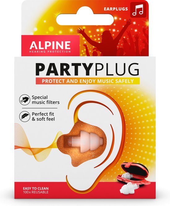 Alpine PartyPlug - Comfortabele oordoppen voor muziekevenementen, concerten en festivals - Transparant - SNR 19 dB
