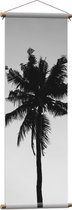 WallClassics - Textielposter - Silhouet van Smalle Palmboom (zwart/wit) - 40x120 cm Foto op Textiel