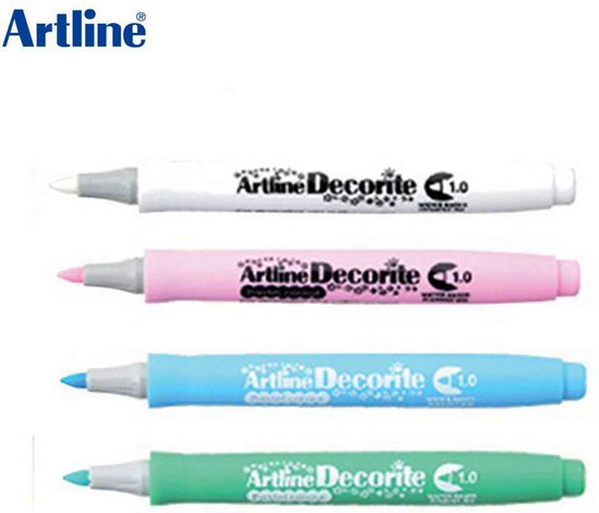 ARTLINE Decorite Markers 1.0mm Set van 4 Pastel Kleuren verpakt in een Zipperbag
