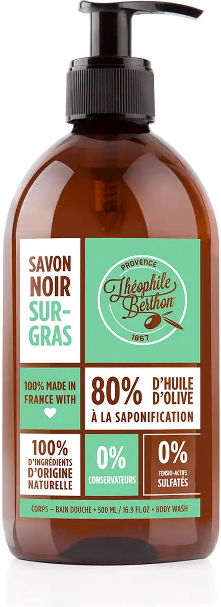 SURGRAS ZWARTE ZEEP - OLIJFOLIE. PEPERMUNT - 500 ml - Théophile Berthon