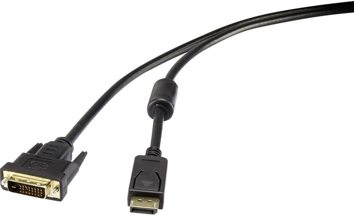 Renkforce DisplayPort / DVI Adapterkabel DisplayPort stekker, DVI-D 24+1-polige stekker 1.00 m Zwart RF-3301142 Schroef