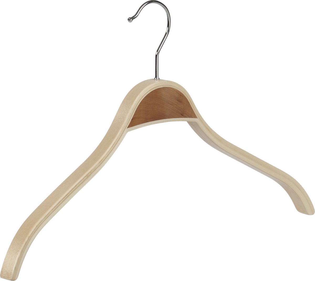 De Kledinghanger Gigant - 6 x Mantel / kostuumhanger berkenhout naturel gelakt met schouderverbreding, 42 cm