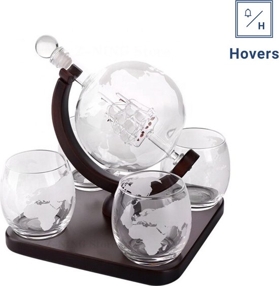 Murrano Whiskey Carafe + 6 Verres à Whisky - Avec Gravure - Décanteur à