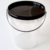 Plastic emmertje - zwart deksel - ø 118 mm - 1000 ml - transparant - 25 stuks