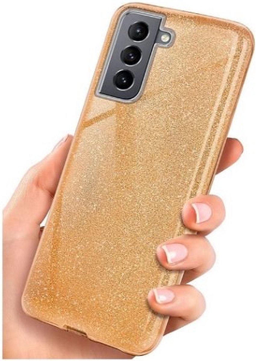 Samsung S21 Plus Siliconen Glitter Hoesje Goud