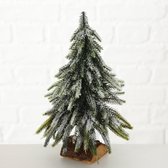 Kerstboom - Kunststof - 26xØ16cm - Sneeuw - Hout