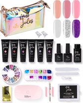 Miss Jules® Complete Polygel Kit - Polygel Nagels Starterspakket - 6 Kleuren - Perfecte Combinatie Gellak & Acryl - Incl. UV LED Lamp & Klemmetjes