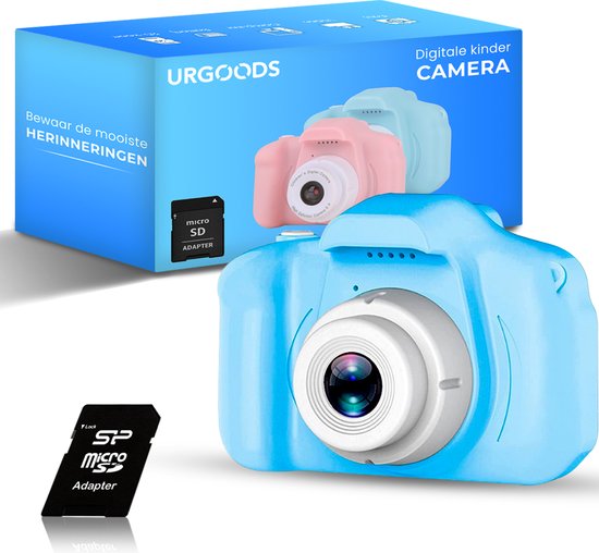 Digitale Kindercamera - voor Kinderen van 3 tot 9 Jaar - Blauw - met 16GB SD Kaart