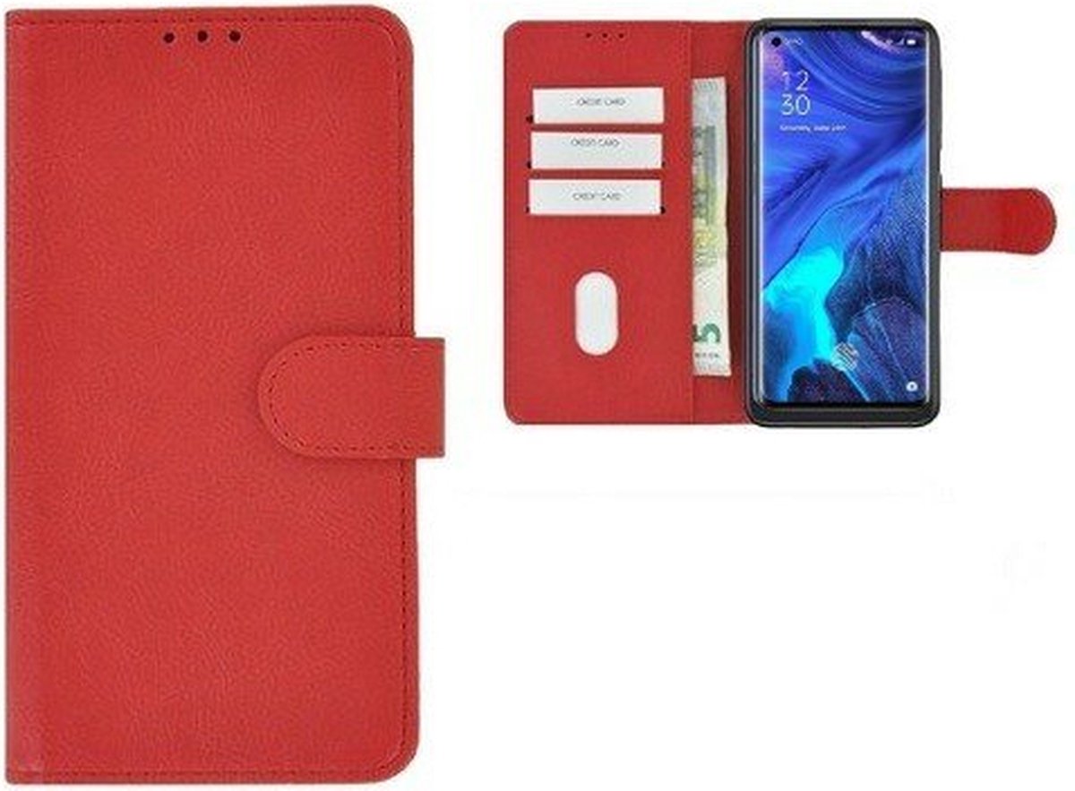 Oppo Reno 4 Hoesje Met Pasjeshouder Bookcase Rood