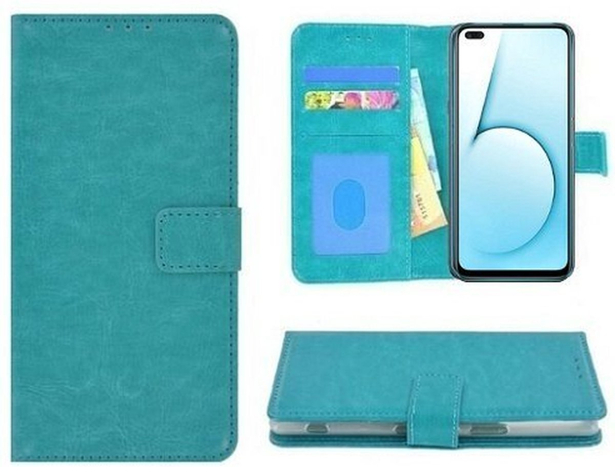 Realme X50 5G Hoesje Met Pasjeshouder Bookcase Turquoise