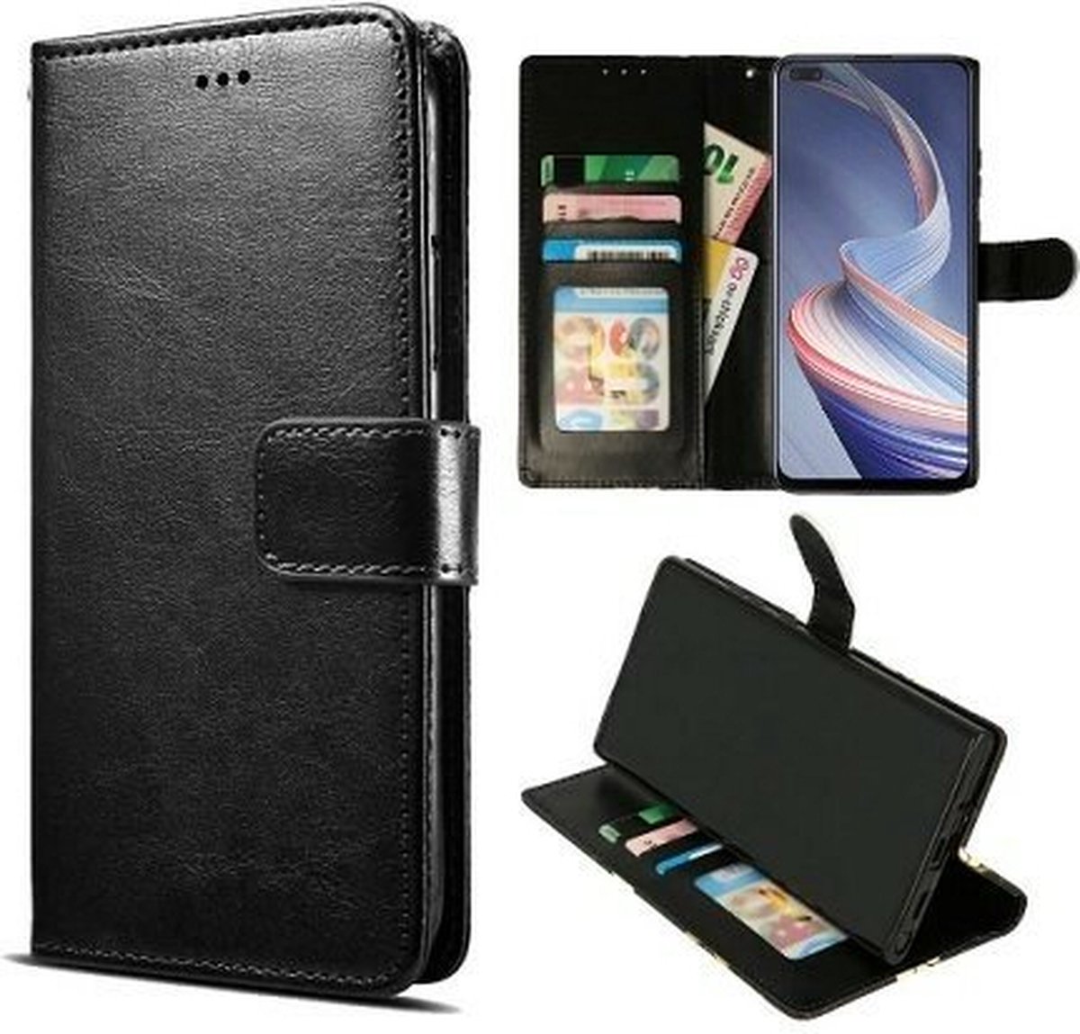 Oppo Reno4 Z 5G Hoesje Met Pasjeshouder Bookcase Zwart