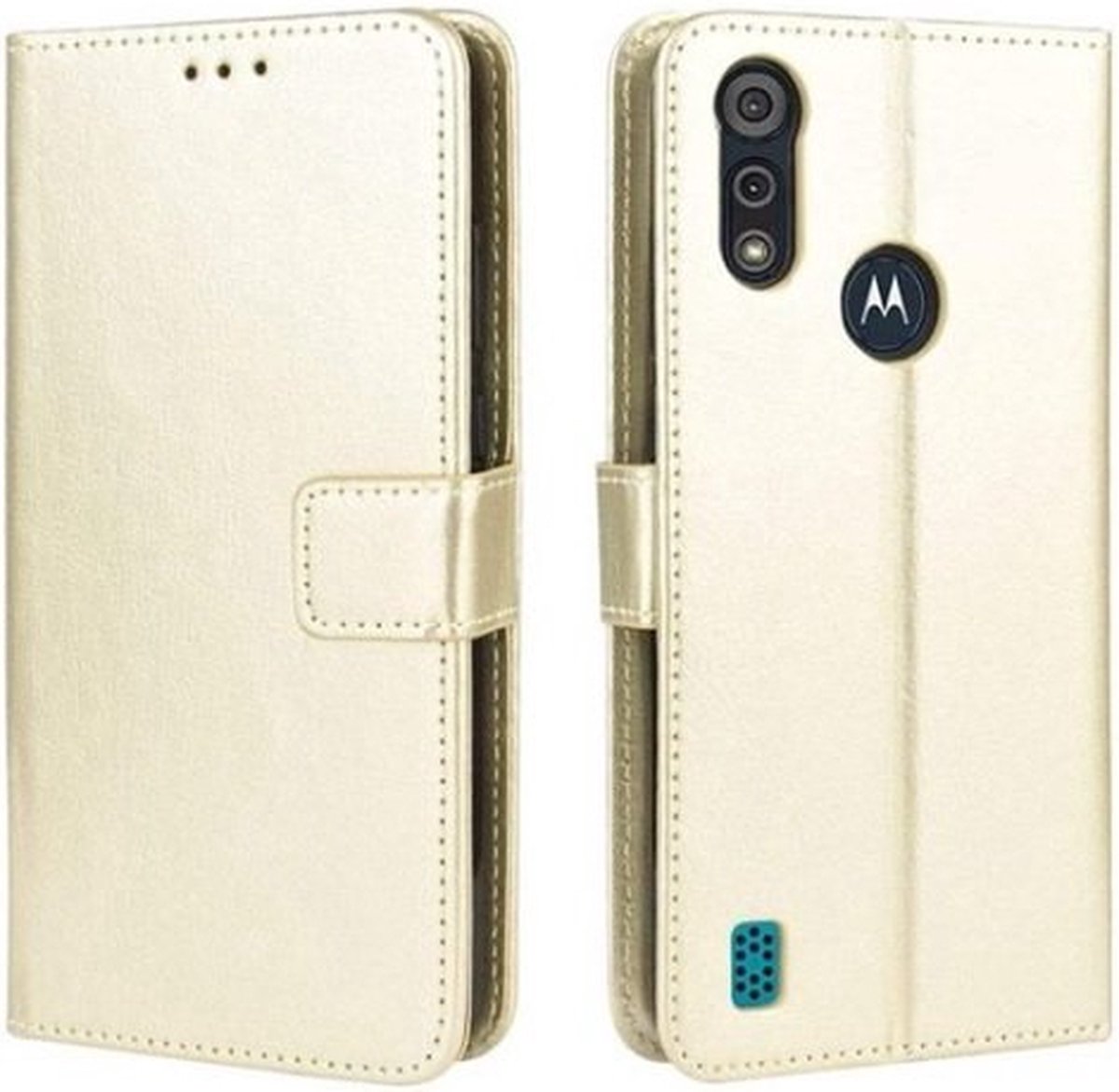 Motorola E7i Power Hoesje Met Pasjeshouder Bookcase Goud
