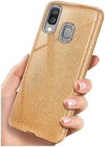 Samsung A40 Siliconen Glitter Hoesje Goud
