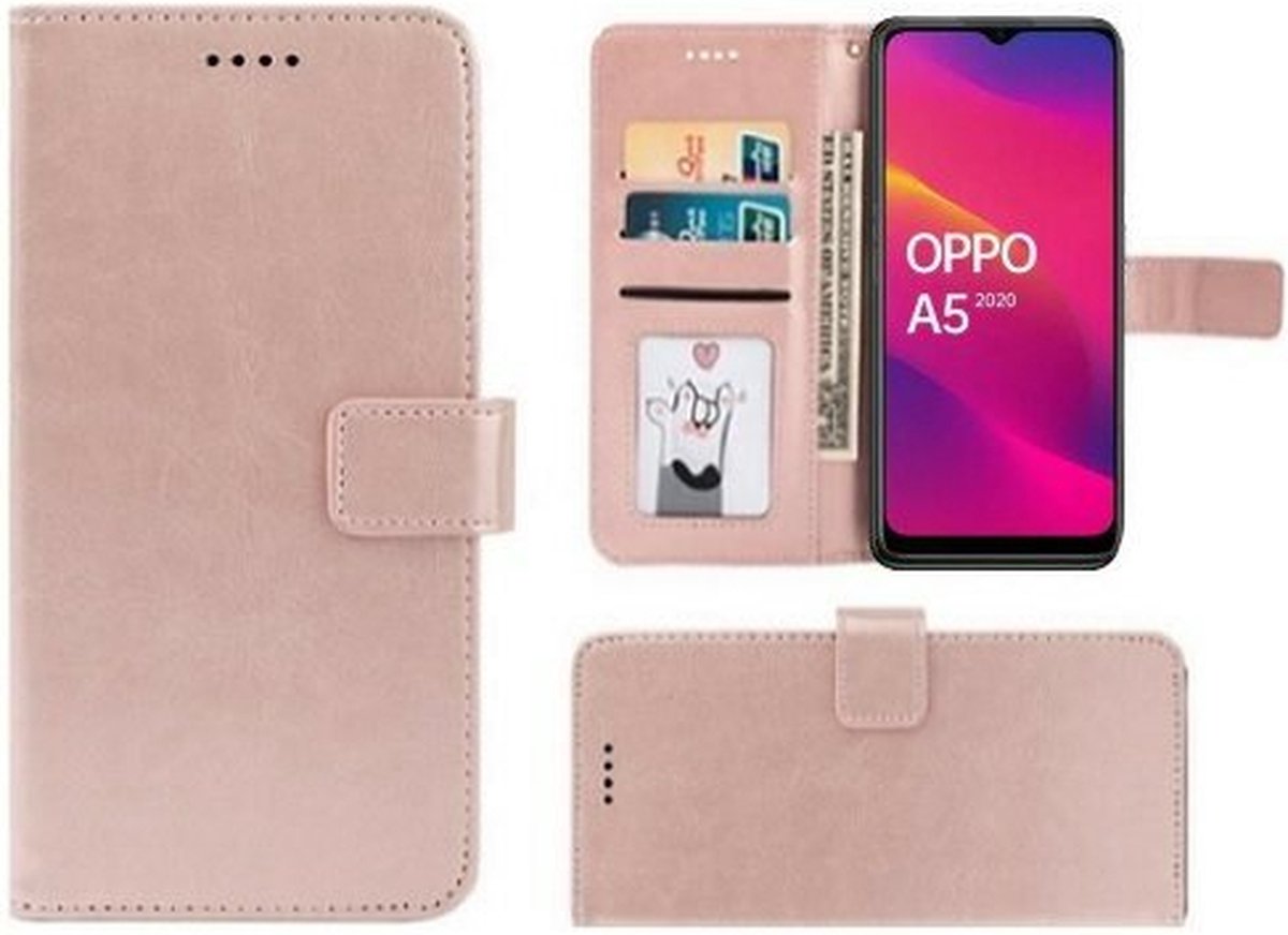 Oppo A5 2020 Hoesje Met Pasjeshouder Bookcase Rose Goud