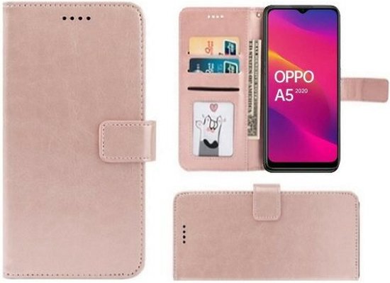 Oppo A5 2020 Hoesje Met Pasjeshouder Bookcase Rose Goud