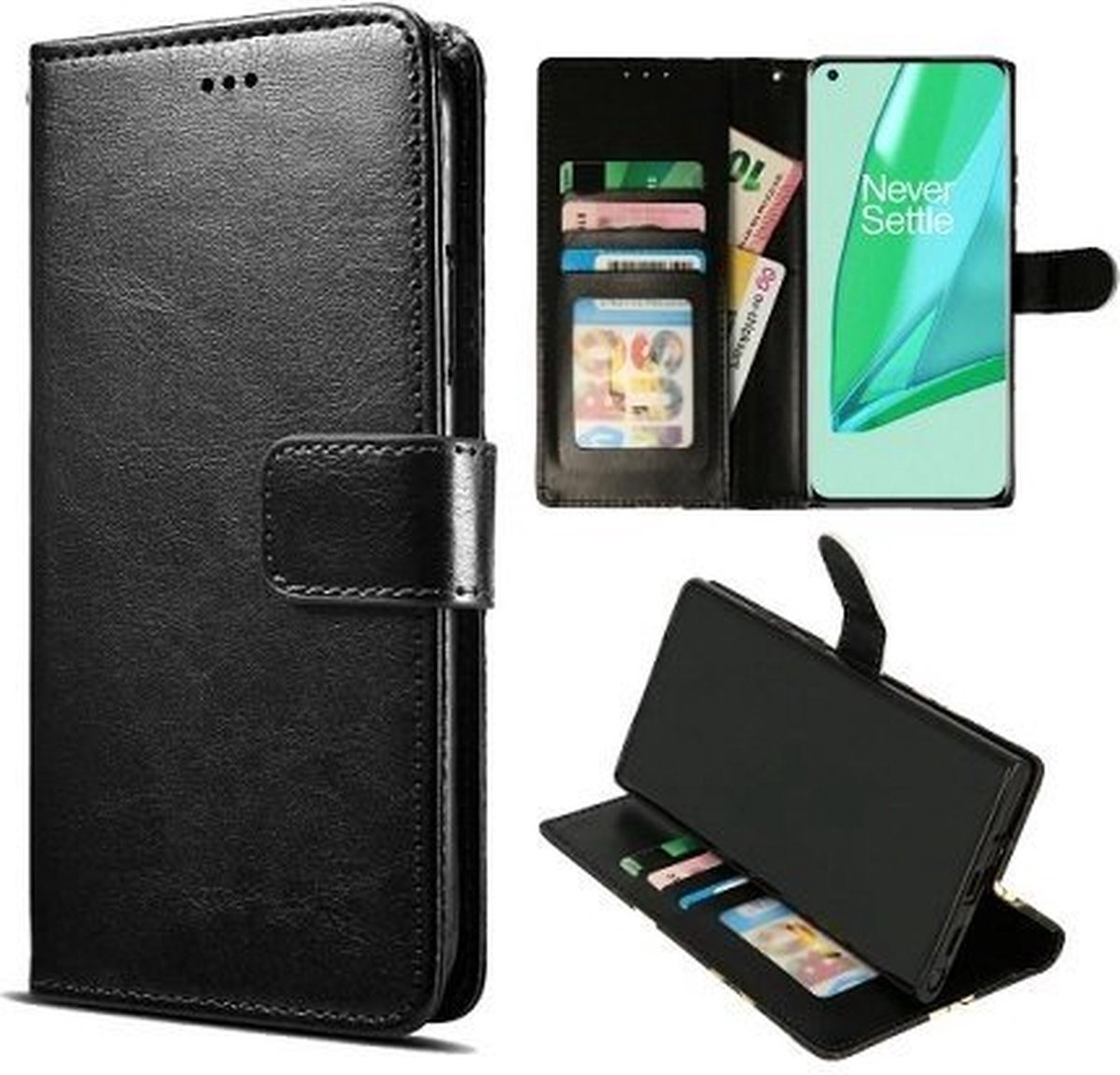 OnePlus 9 Pro Hoesje Met Pasjeshouder Bookcase Zwart